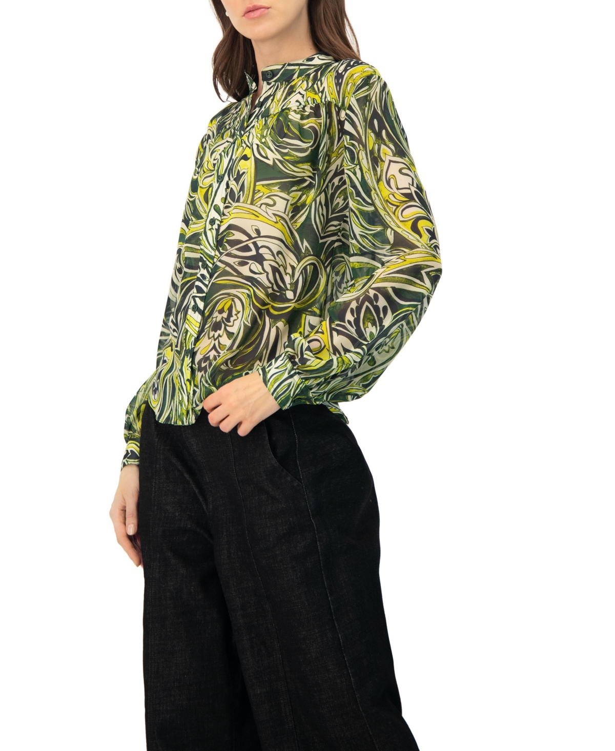 Ivonne Women's Printed Round Neck Blouse