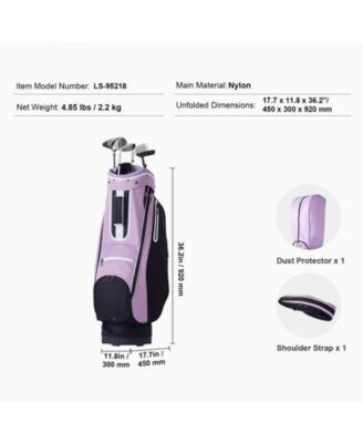 Golf Cart Bag, 14-Way Divider Top, 36", Multiple Pockets, Handles, Dust Cover & Detachable Strap