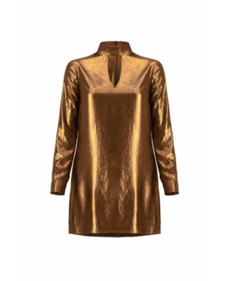 Women's Short Satin Dress with Keyhole Neckline