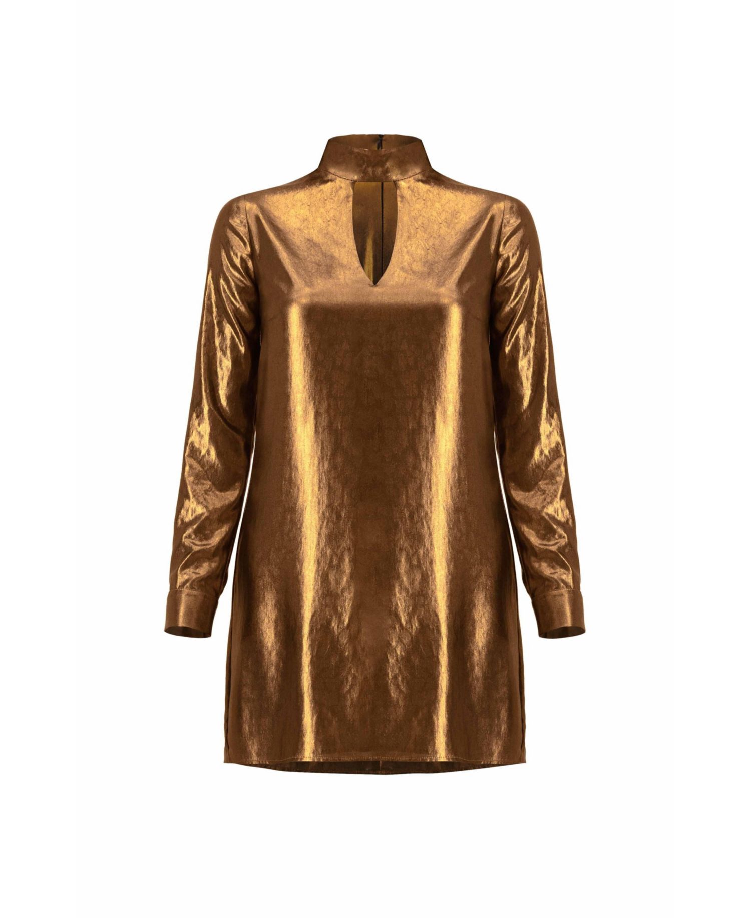 Women's Short Satin Dress with Keyhole Neckline