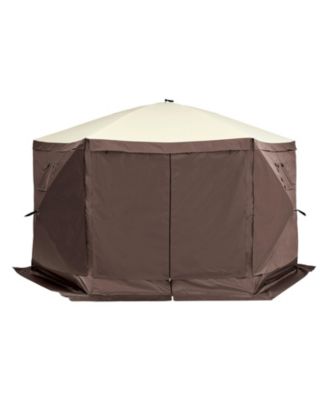 11.5 x 11.5FT Pop-Up Gazebo Screen Tent, 6-Sided Canopy with Privacy Wind Cloths, Mesh Windows, Mosquito Netting