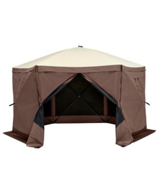 11.5 x 11.5FT Pop-Up Gazebo Screen Tent, 6-Sided Canopy with Privacy Wind Cloths, Mesh Windows, Mosquito Netting