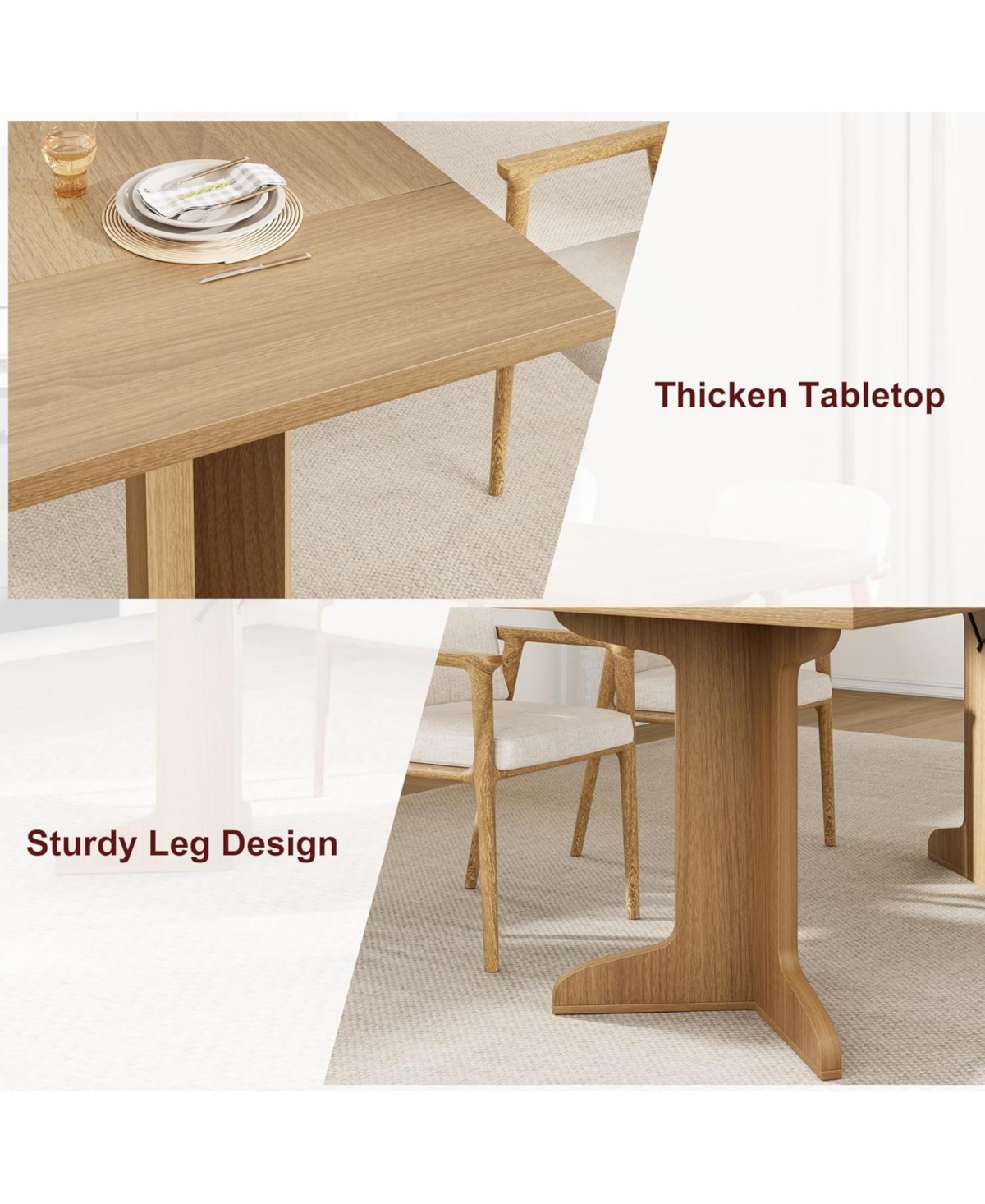 gaomon Kitchen Large Dining Table for 6 Farmhouse Kitchen Table for Dining Room, Home Office, Living Room