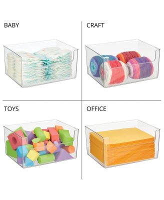 Household Plastic Storage Organizer Bin with Open Front - 8 Pack