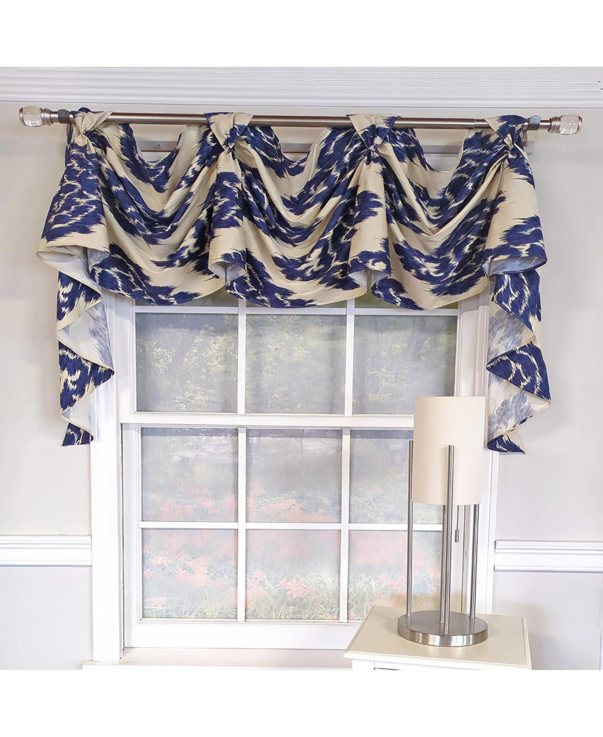 Rlf Home Flame 3-s Victory 100% Cotton Tab Top Swag Window Curtain 54" x 25" Navy