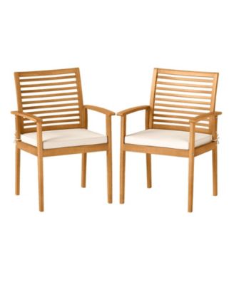 Set of 2 Outdoor Patio Dining Chairs with Padded Cushions