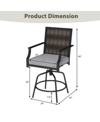 Outdoor PE Wicker Bar Stools, Set of 2