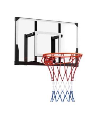 Wall-Mount Basketball Hoop, 44" PC Backboard with Solid Steel Frame, 0.08" Thick Backboard, Woven Nylon Net