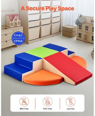 Foam Climbing Toys, 6-Piece Set, PU Leather Soft Play Blocks, Indoor Climb & Crawl Set, Easy Clean, 6M-3Y