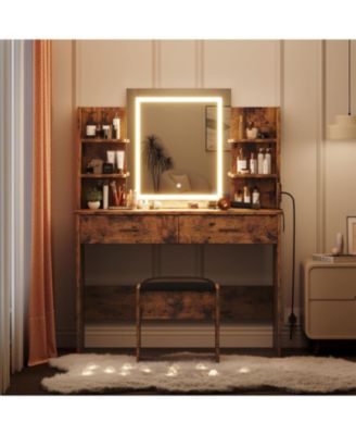 Vanity Desk Lighted Mirror - Makeup Vanity Set for Bedrooms, Apartments, Easy to Assemble