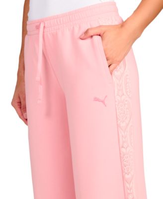 Women's Lace Detail Wide-Leg Mid-Rise Pants