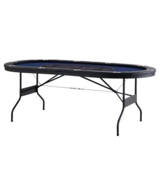 84" Oval Foldable Poker Table for 10 Players, Padded Rails, Stainless Steel Cup Holders, Portable Blackjack & Card Table