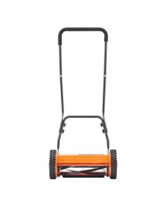 16" Push Reel Lawn Mower, 5-Blade Manual Mower, 0.6–1.75" Adjustable Cutting Height, Includes Grass Catcher Bag