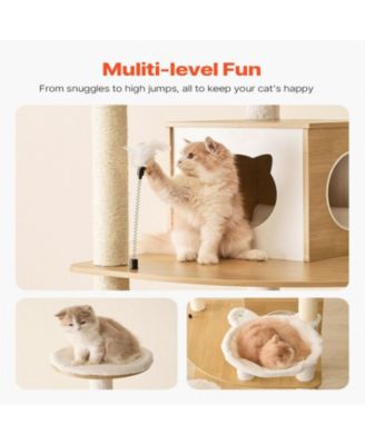 68.9"Tall Multi-Level Cat Tree with Cat Condo in Natural