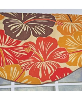 Wild Hibiscus Cornice 100% Cotton Rod Pocket Lined  Window Valance 50" x 17" Multi