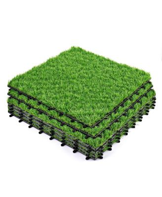 Interlocking 24"x24" Artificial Grass Tiles for Balcony, Patio, Deck Flooring, Pets & Dog Pad - Self-Draining