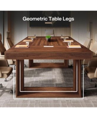 8FT Conference Table for 10 People, 94.5" W Large Meeting Table with 2 Cable Grommet, Business Style Seminar Boardroom Podcast Tables
