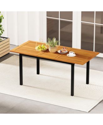 Solid Wood Extendable Dining Table Seats 4–8, Umbrella Hole