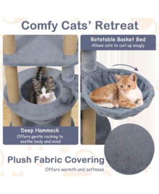 47"Tall Multi-Level Cat Tree with Scratching Posts in Light Grey