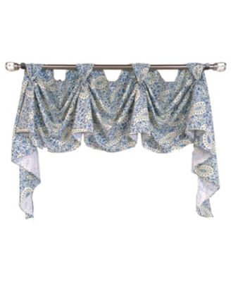 Paisley Verveine 3-S Victory 100% Cotton Tab Top Swag Window Curtain 54" x 25" Blue