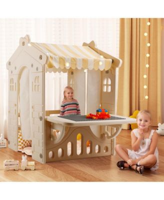 Foldable Kids Playhouse with Lights, Blocks & Open Design