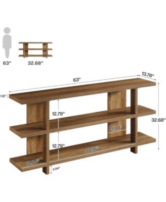 63 Inches Long Console Table with Storage, Wooden Narrow Entryway Table with 3-Tier Shelf, Farmhouse Accent Foyer Sofa Furniture