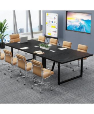 94.5-Inch Conference Table for 10 People, Industrial 8 FT Meeting Table with Two Grommets for Home Office, Studio, Business