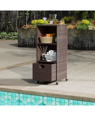 Outdoor Patio Storage Cabinet with Drawer and 3 Shelf Design