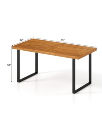 Acacia Wood Dining Table for 6 People Wooden Rectangular Table