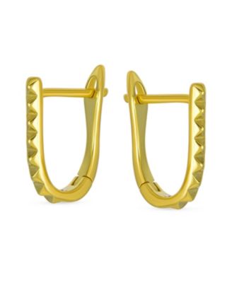 Modern Thin Huggie U Shape Hoop Earrings 14K Gold Plated .925 Sterling Silver