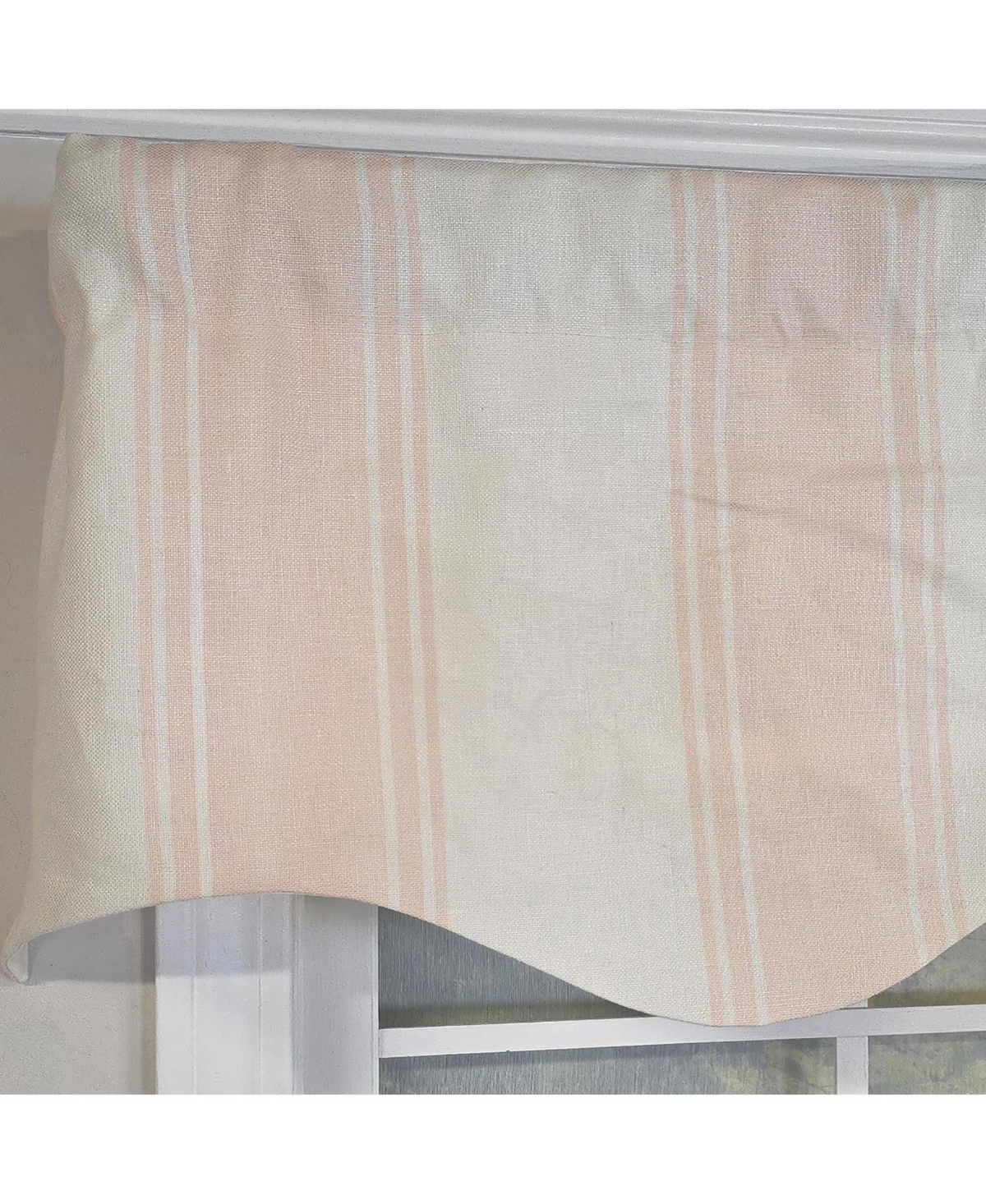 Rlf Home Faded Stripe Regal 100% Cotton Rod Pocket Lined Window Valance 50" x 17" Pink