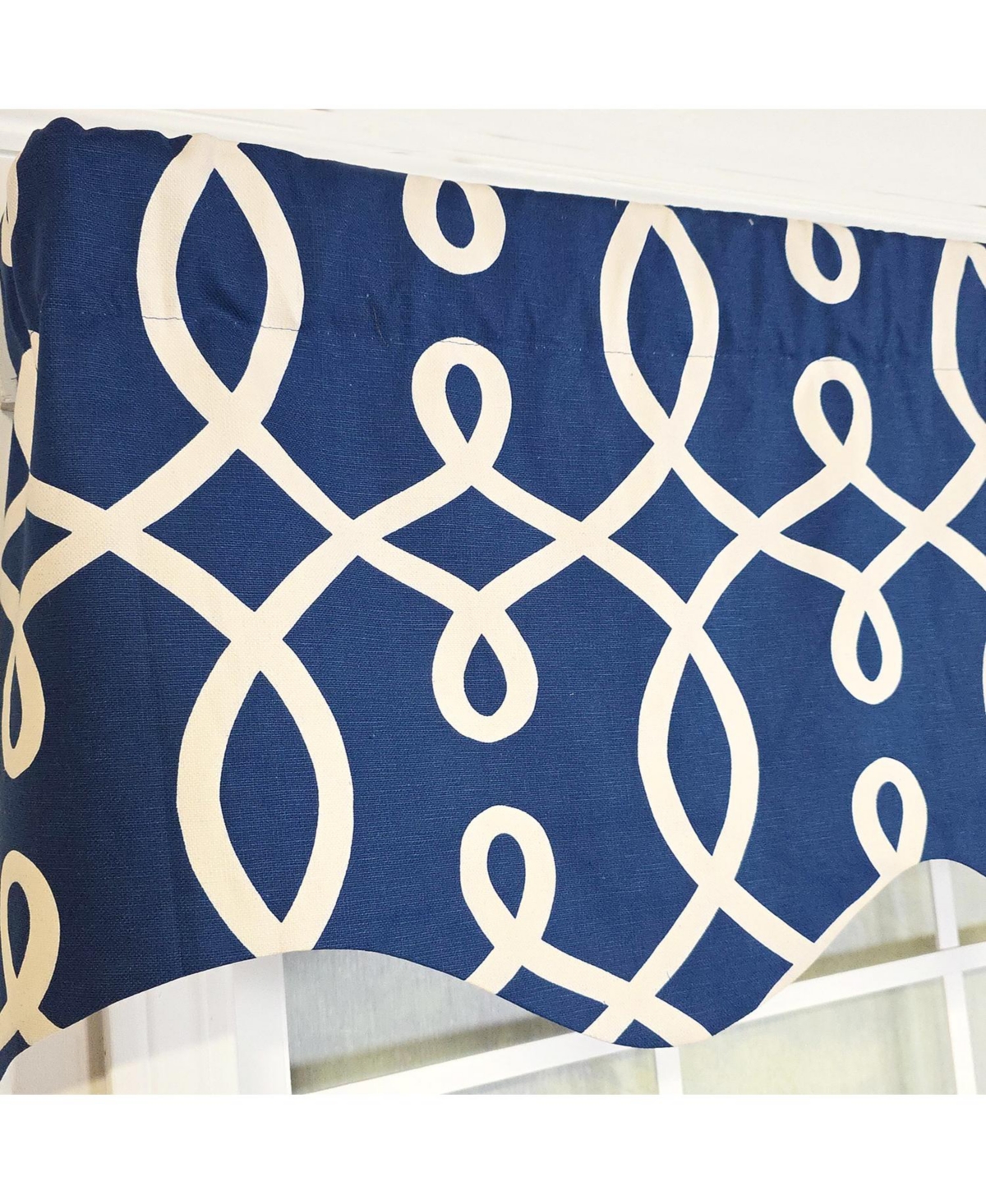 Rlf Home Oblique Regal 100% Cotton Rod Pocket Lined Window Valance 50" x 17" Navy