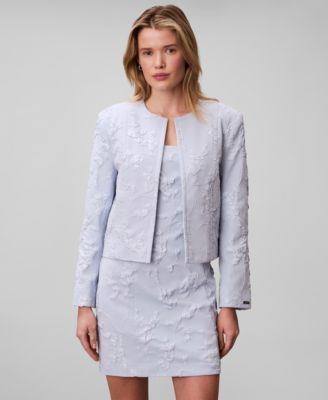 Women's Pull-On Mini Skirt, Short-Sleeve Top and Novelty Crewneck Cropped Jacket