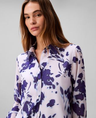 Women's Printed Relaxed Button-Down Shirt
