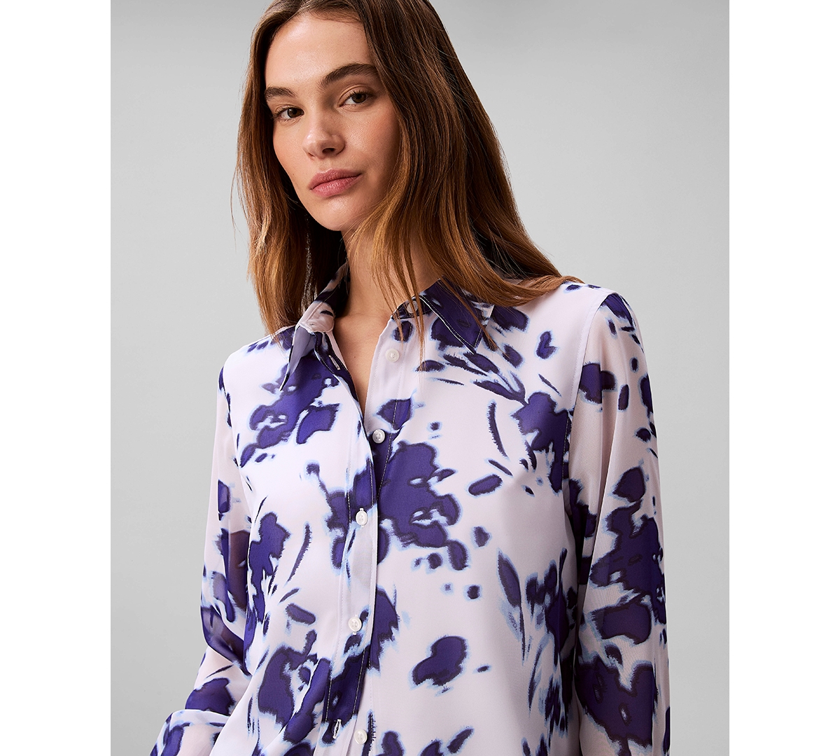 Calvin Klein Women's Printed Relaxed Button-Down Shirt
