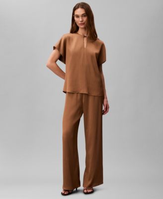 Women's Plisse Short-Sleeve Top