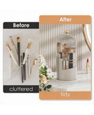 Makeup Brush Holder 360 Rotating Clear Dustproof Organizer