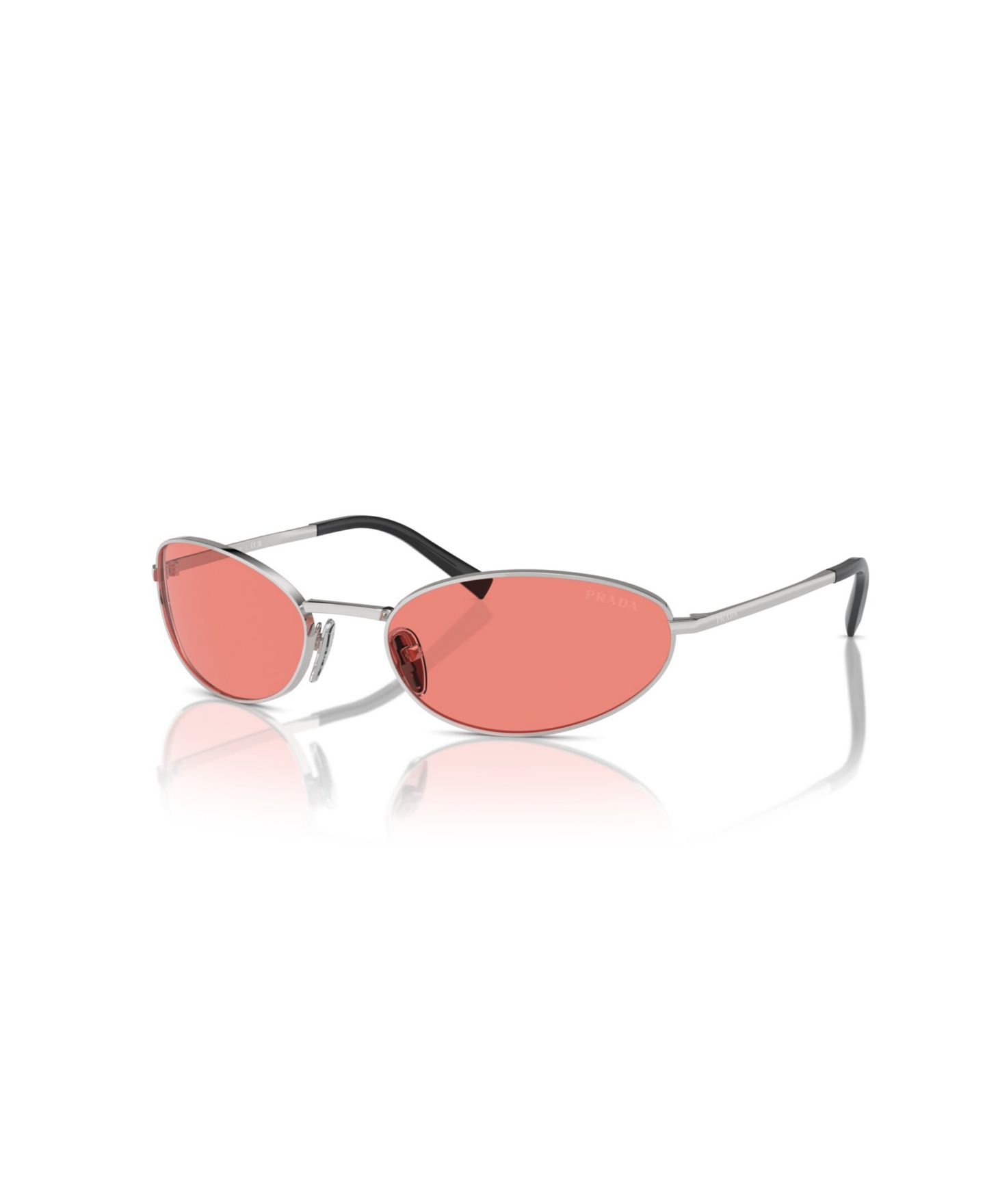 Женские солнцезащитные очки PRADA Oval Sunglasses, PR A59S, цвет: Серебряный — фото 1