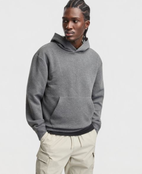 Мужское худи Mode of One Long-Sleeve Relaxed Quilted Cotton, цвет: Серый