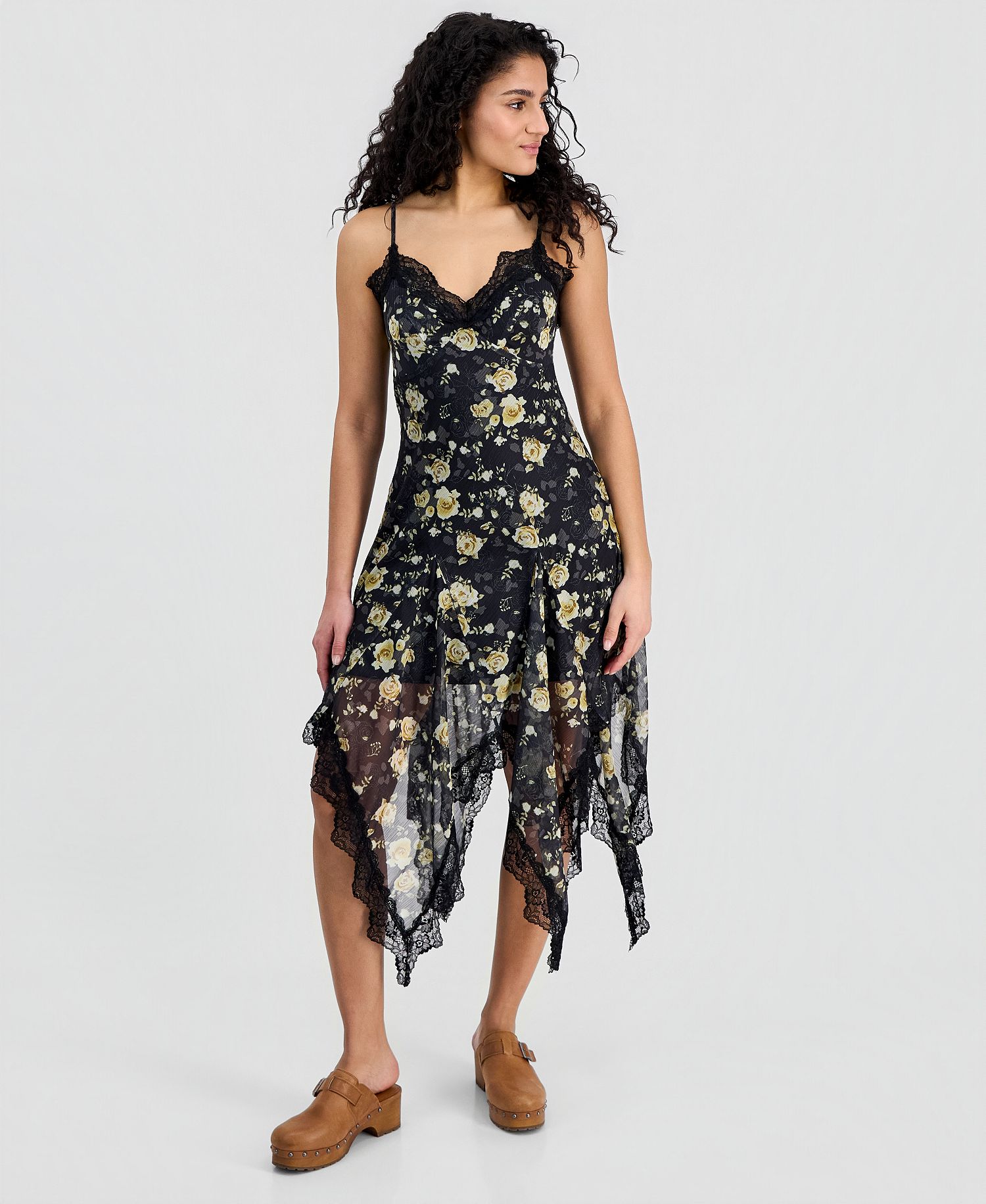 And Now This Women's Lace-Trim Handkerchief-Hem Dress only
