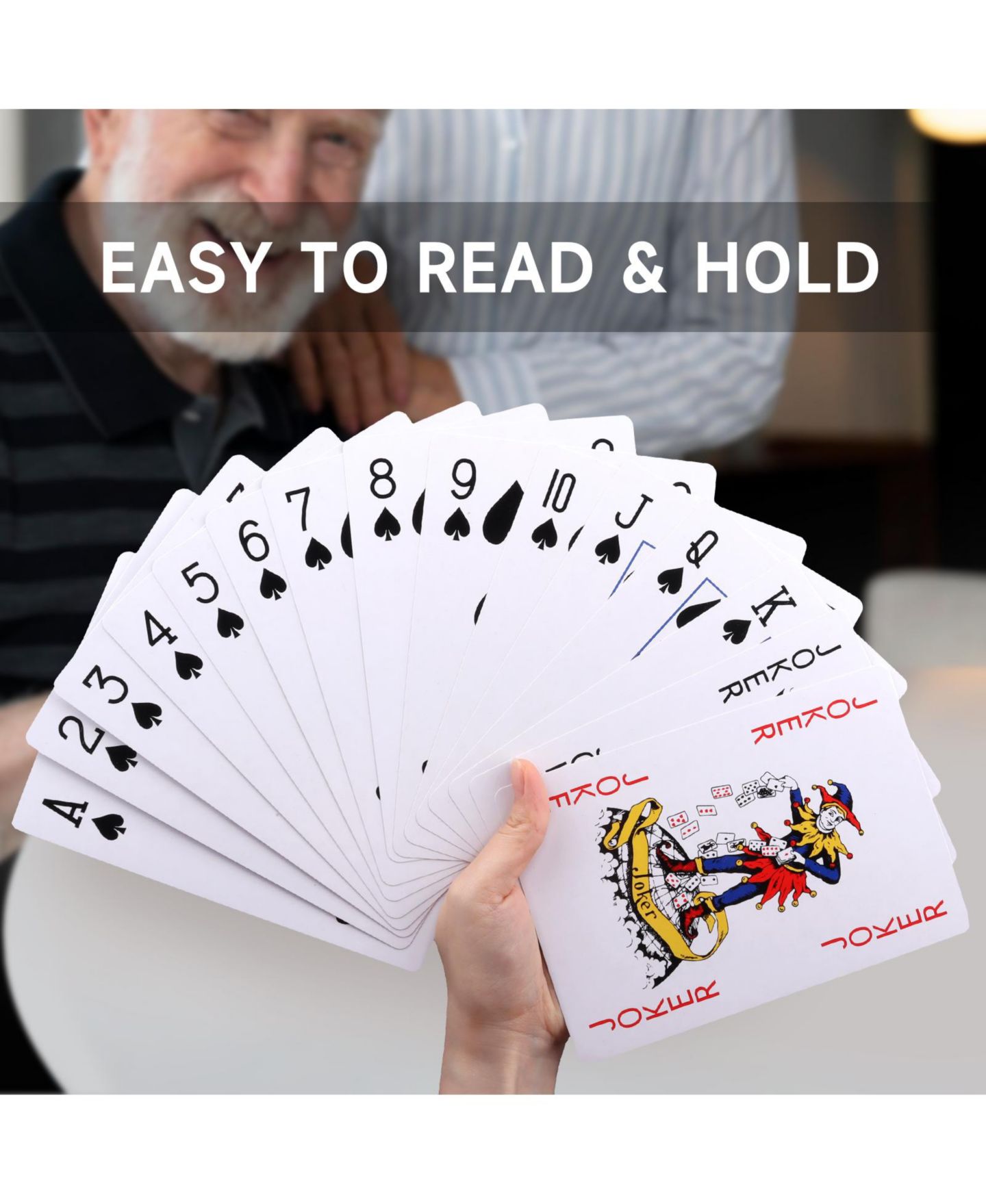 Детские карточные игры GSE Games & Sports Expert Coated Jumbo Playing Cards 54-Piece Card Game, Ages 3+ — фото 4