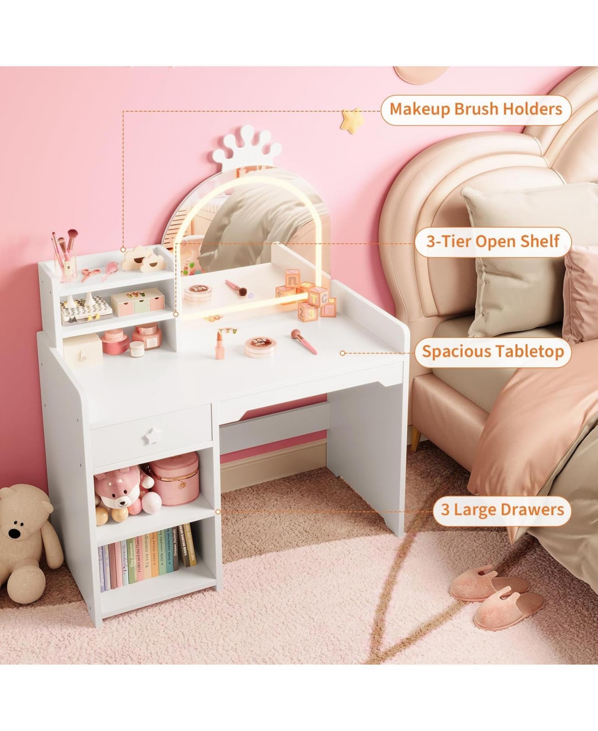Gaomon Kids Vanity Lighted Mirror