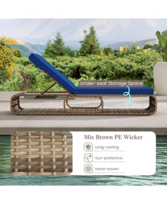 Adjustable 7-Position Rattan Chaise Lounge for Patio