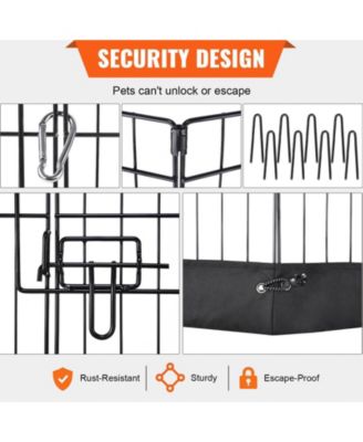 Dog Playpen, 8-Panel Foldable Metal Exercise Pen w/ Bottom Pad, 24 in H, Puppy Fence w/ Ground Stakes, Indoor/Outdoor