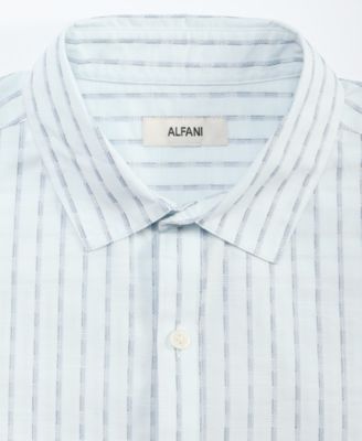 Men's Cotton Textured-Stripe Short-Sleeve Shirt
