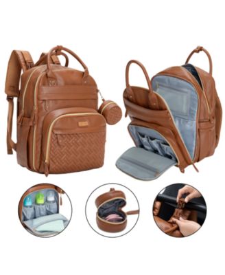 Kids Premium Faux Leather Diaper Bag Backpack Spacious & Stylish Nappy Organizer Midnight Blue