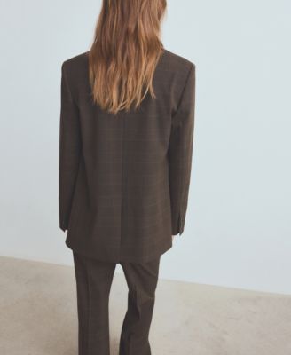 Women's Double-Breasted Check Suit Jacket