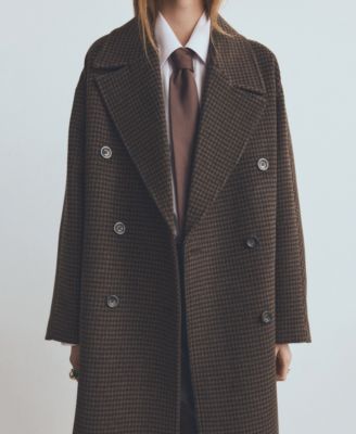 Women's Wool-Blend Micro-Houndstooth Coat