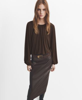 Women's Round Neckline Gathered Blouse