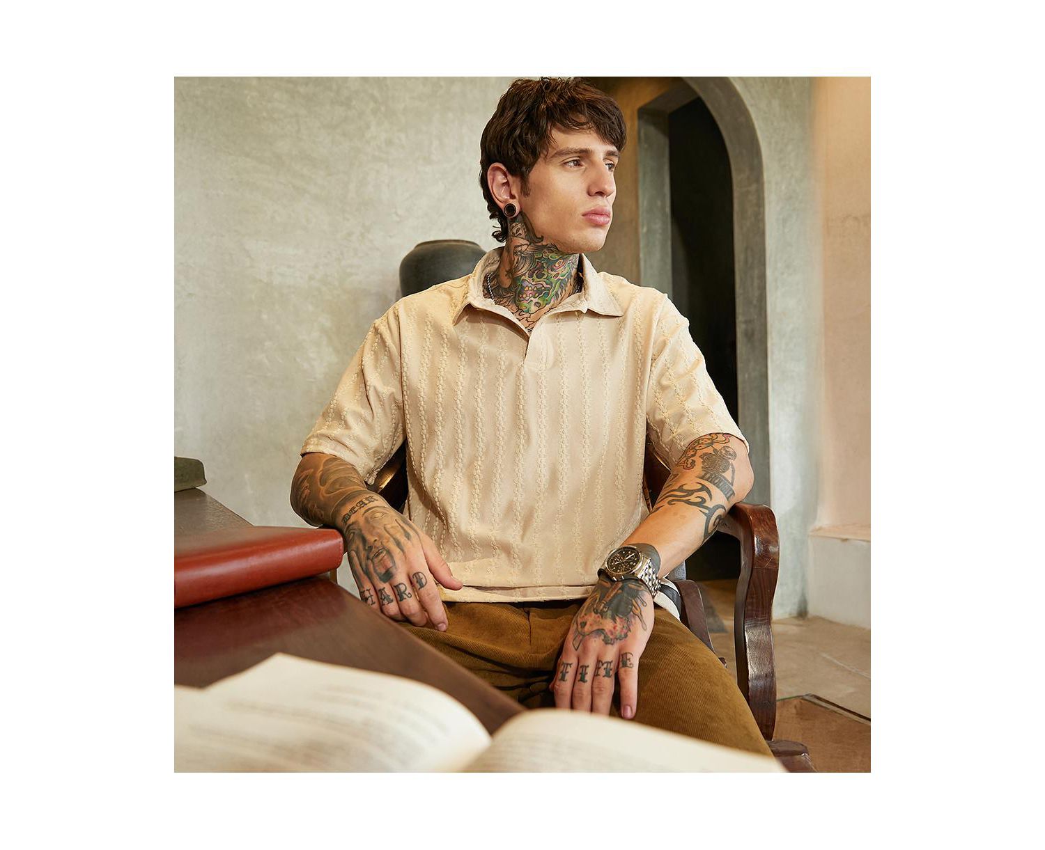Men's Tactile Oversized Polo T-Shirt